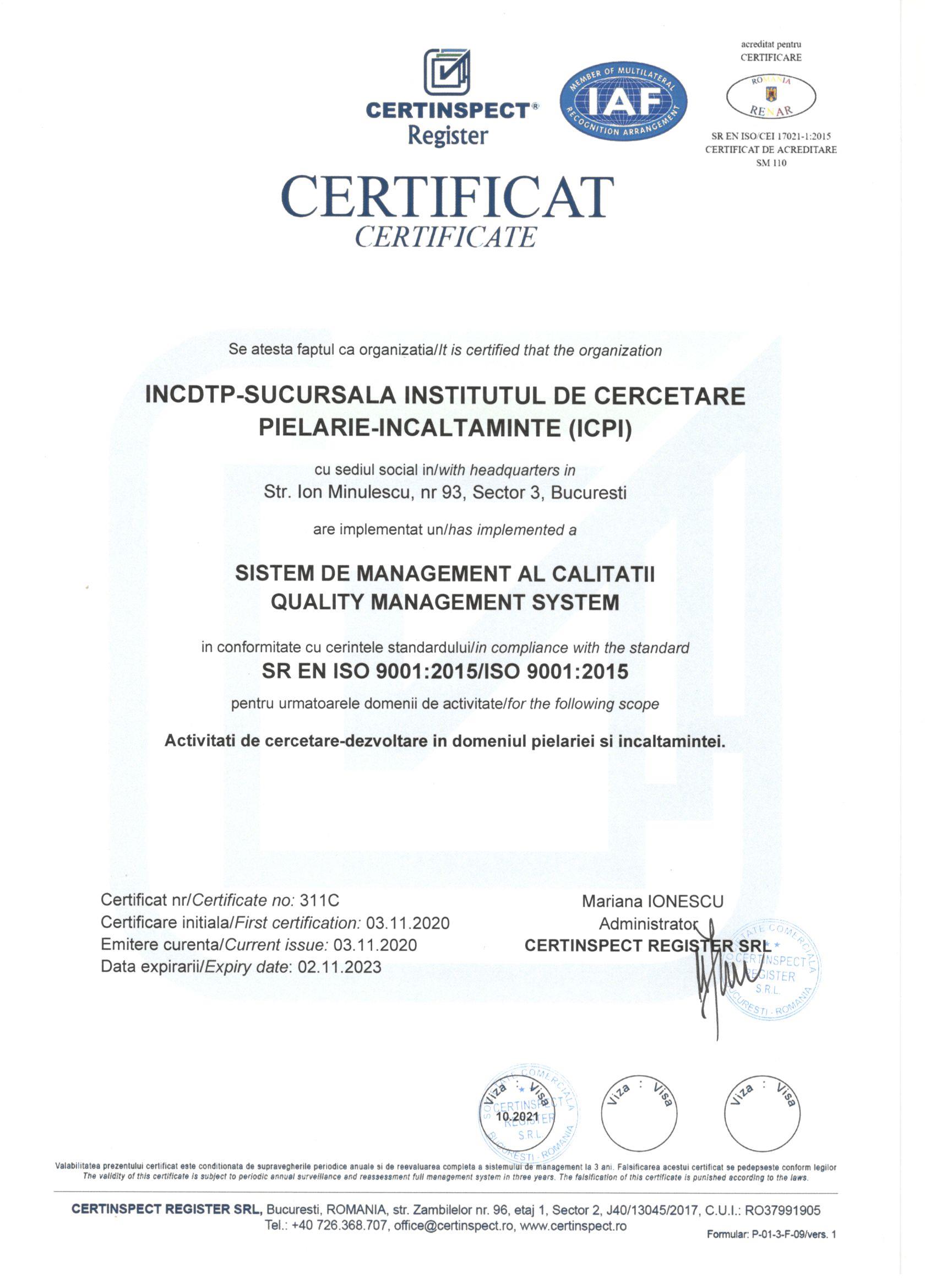 Certificat ISO 9001